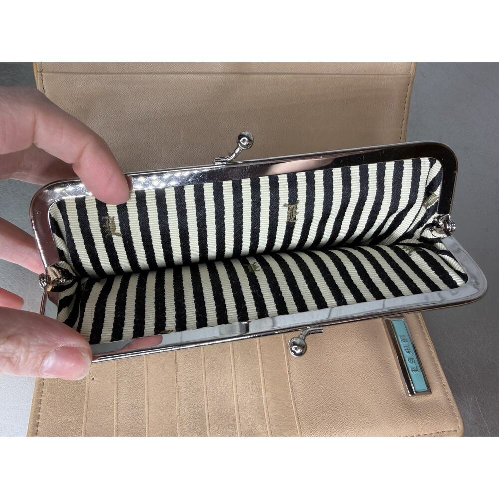 L.A.M.B. Gwen Stefani Distressed Y2K Leather Wallet Tan Designer Vintage - Picture 5 of 7